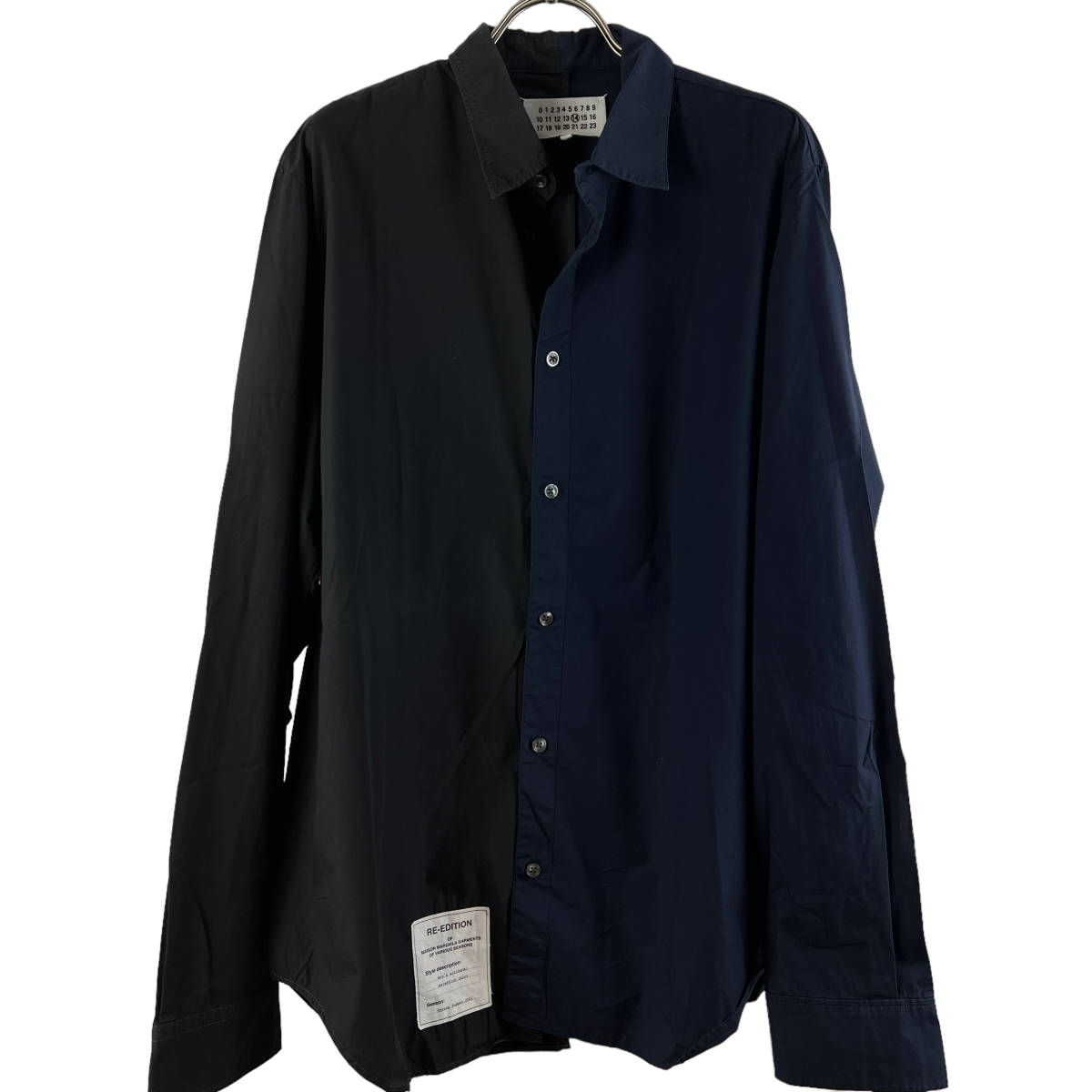 品質満点 Longsleeve マルジェラ) (メゾン Margiela Maison Doublecolour (black) Shirt 長袖シャツ