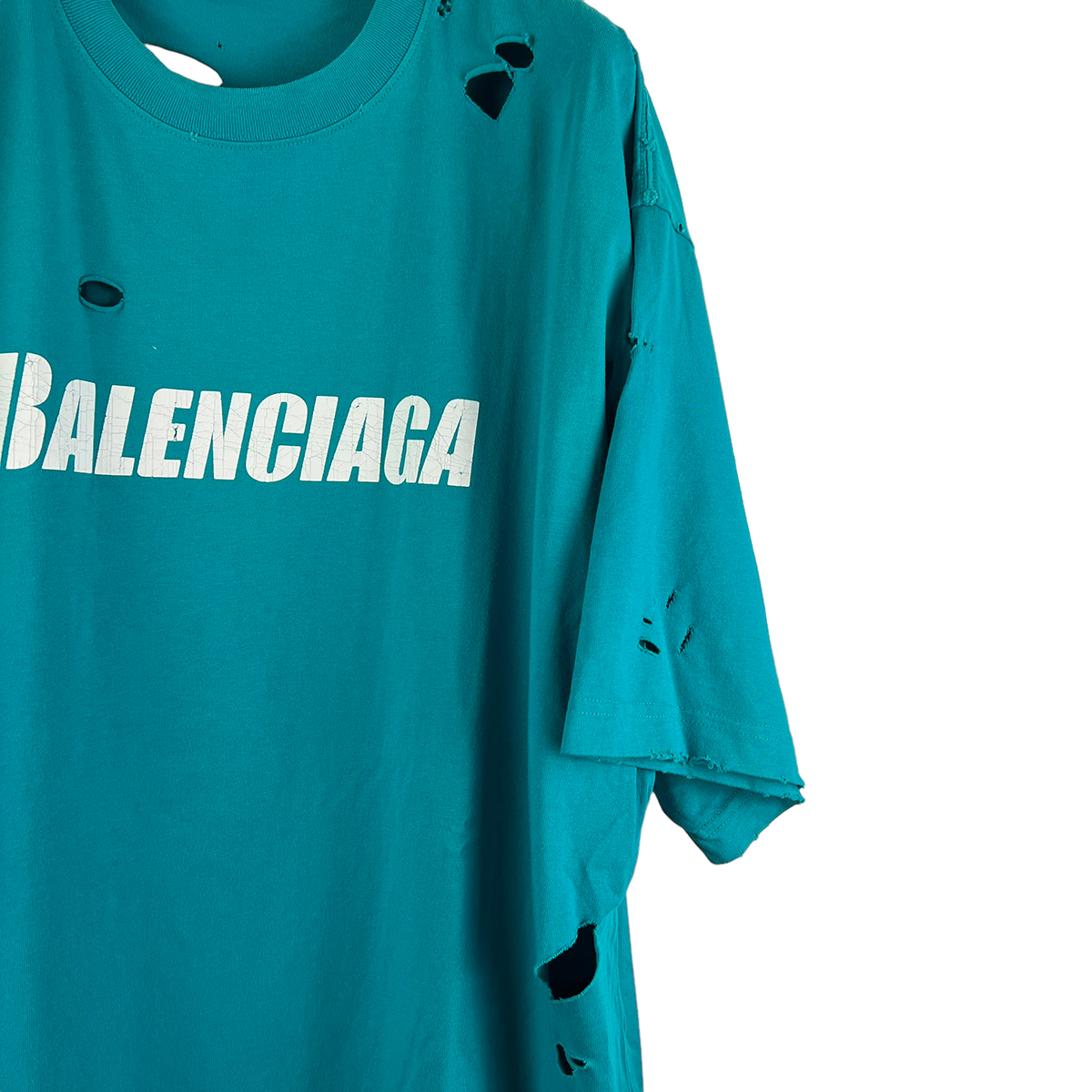 Balenciaga(バレンシアガ) Damage Design Shortsleeve T Shirt (blue)_画像5