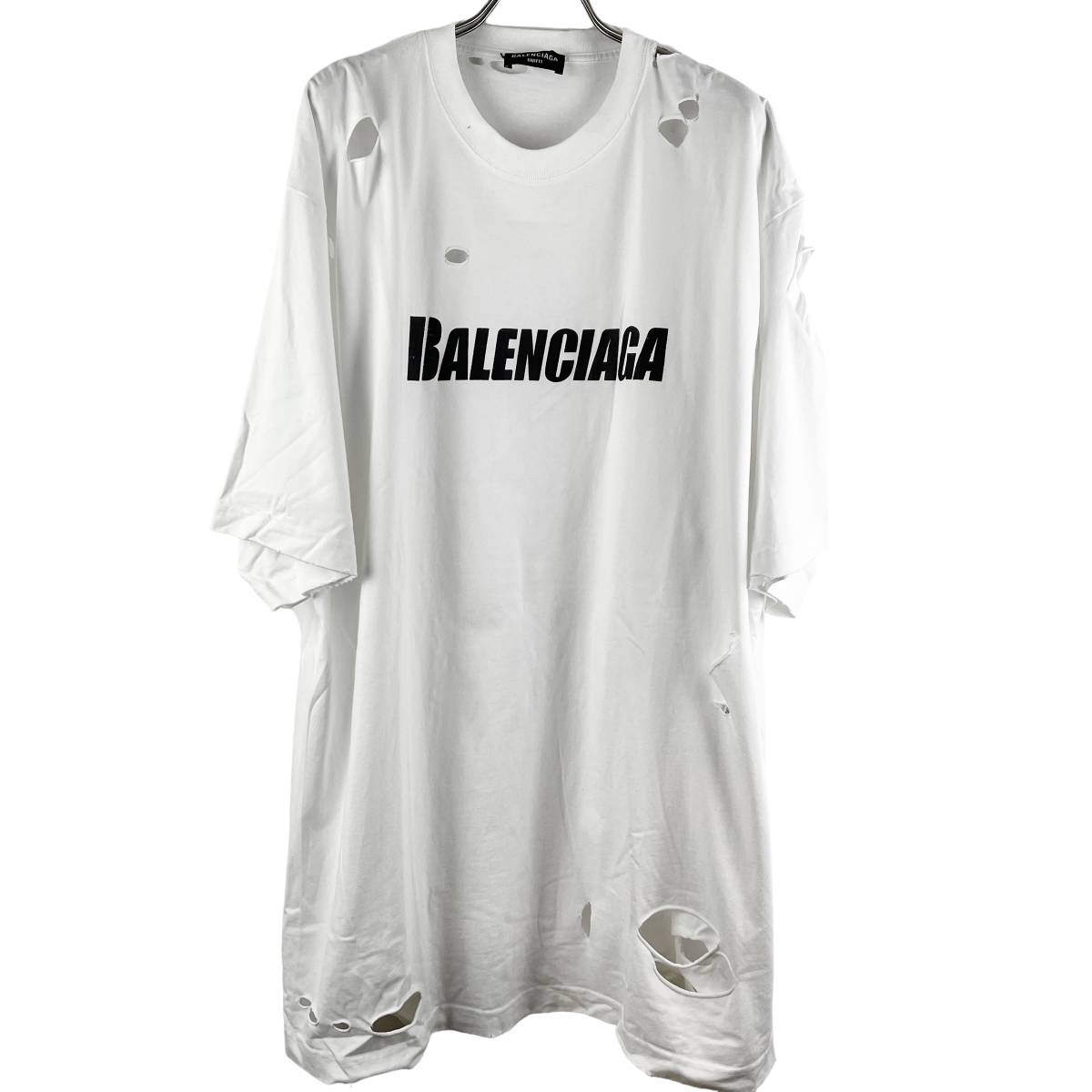 Balenciaga(バレンシアガ) Damage Design Shortsleeve T Shirt (white)