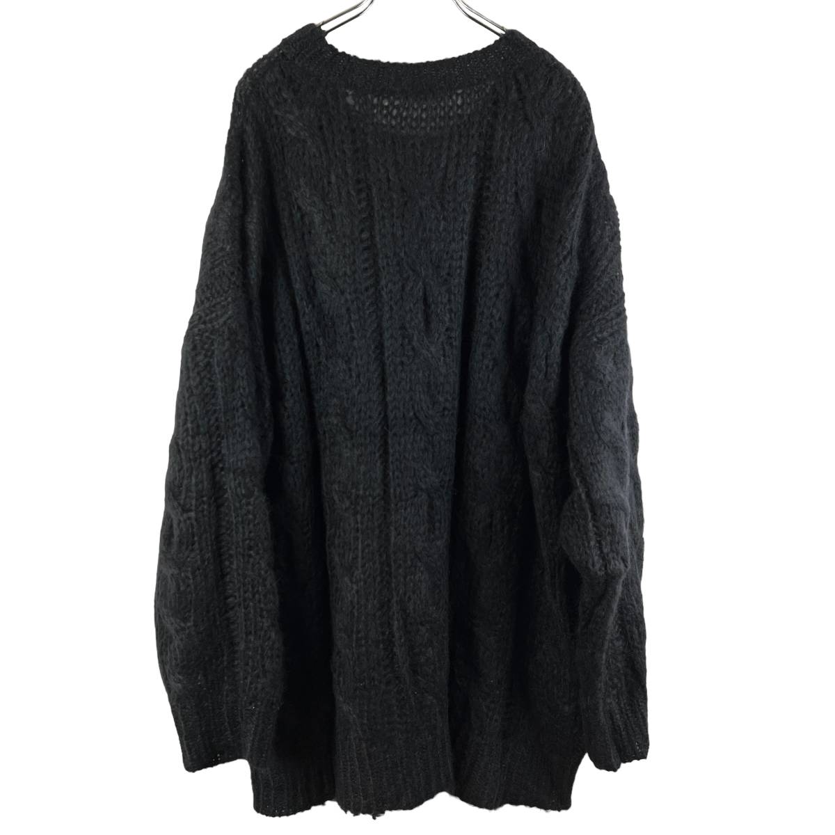 Celine(セリーヌ) Boxy Aran Sweater Crew Neck Mohair Knit 22AW (black)_画像5