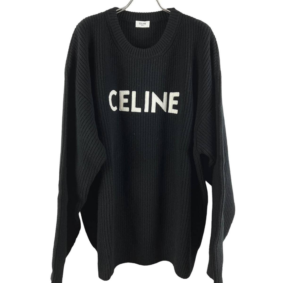 Celine(セリーヌ) OVERSIZED SWEATER IN RIBBED WOOL KNIT (black)_画像1