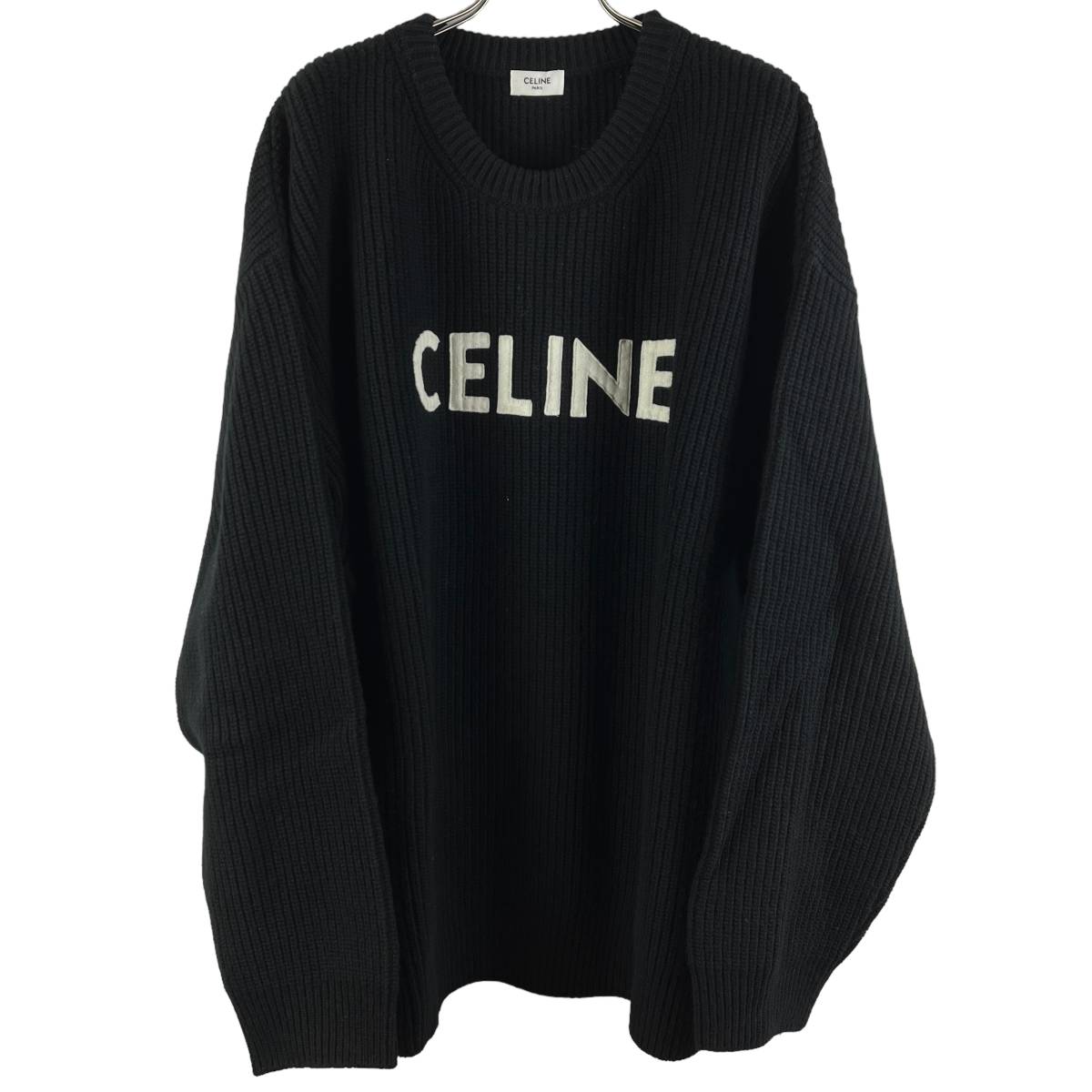 Celine(セリーヌ) OVERSIZED SWEATER IN RIBBED WOOL KNIT (black)_画像2