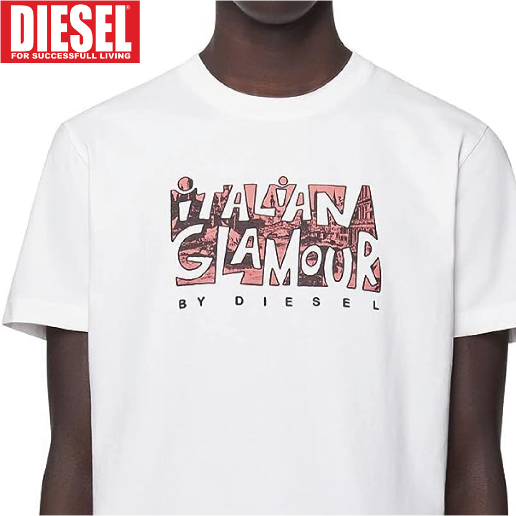 S/【匿名発送】新品 DIESEL ディーゼル グラフィック Tシャツ T-DIEGOR-D4 メンズ レディース ブランド カットソー ホワイト