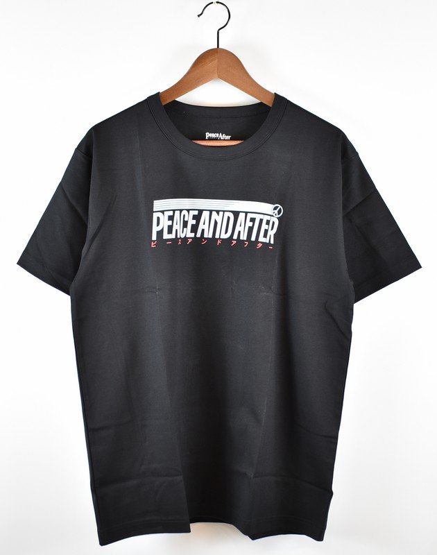 【最安値挑戦！】 Peace After/ピースアンドアフター　プリントTシャツ　PA-20INTE-08　サイズ：S　カラー：ブラック and 文字、ロゴ