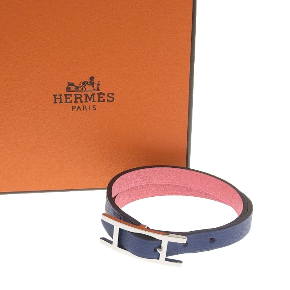 最新作 ディープブルー×ピンク 紺 スイフト ブレスレット アピ3 HERMES