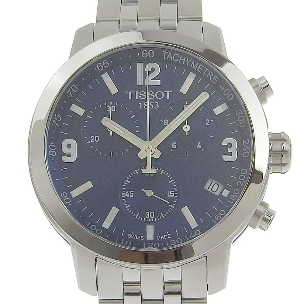 【本物保証】 箱・保付 新品同様 ティソ TISSOT T スポーツ PRC200 メンズ クォーツ 腕時計 クロノグラフ 青文字盤 T055 417 11 047 00_画像1