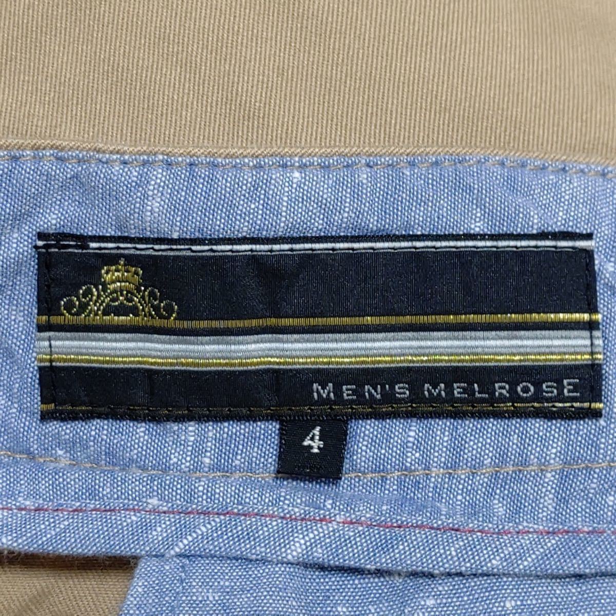 定番人気【MEN'S MELROSE】メンズメルローズ チノパン オークル カラー パンツ ブランド マリーン海軍 イカリ刺繍 メンズ サイズXL/12078j_画像8