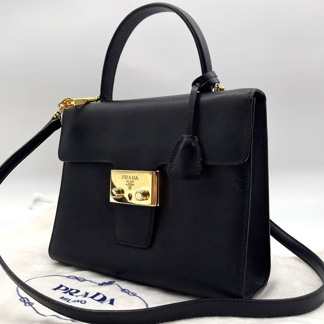 1円【美品】PRADA プラダ サフィアーノレザー 本革 2way トップ