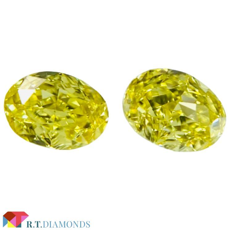 FANCY VIVID YELLOW 0.129ct＆0.133ct/OV/RT2288/CGL