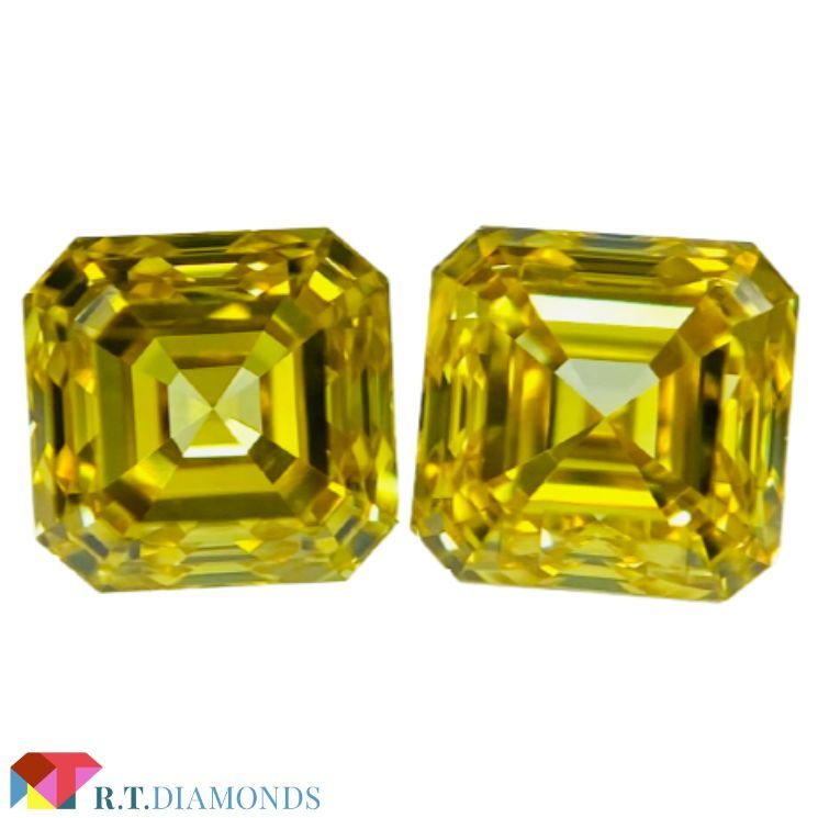 FANCY VIVID YELLOW 0.372ct＆0.358ct/EM/RT2311/CGL