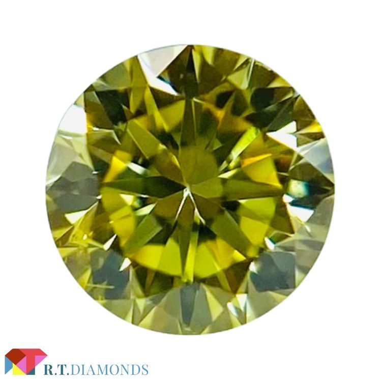 かわいい！ FANCY INTENSE YELLOW 0.116ct RD/RT2318/CGL ダイヤモンド