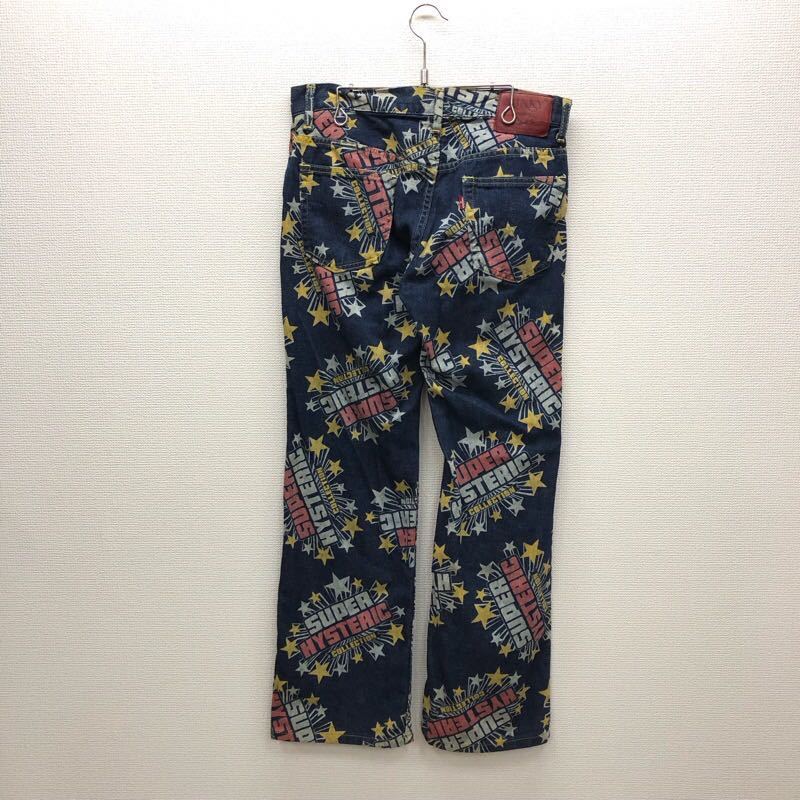 [.018] сделано в Японии HYSTERIC GLAMOUR KINKY общий рисунок Denim брюки M размер индиго ботинки cut принт обработка Logo бренд б/у одежда бесплатная доставка 
