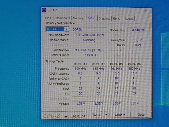  memory server personal computer for low voltage 1.35V Samsung PC3L-12800R(DDR3L-1600R) ECC Registered 16GBx4 sheets total 64GB start-up has confirmed. 