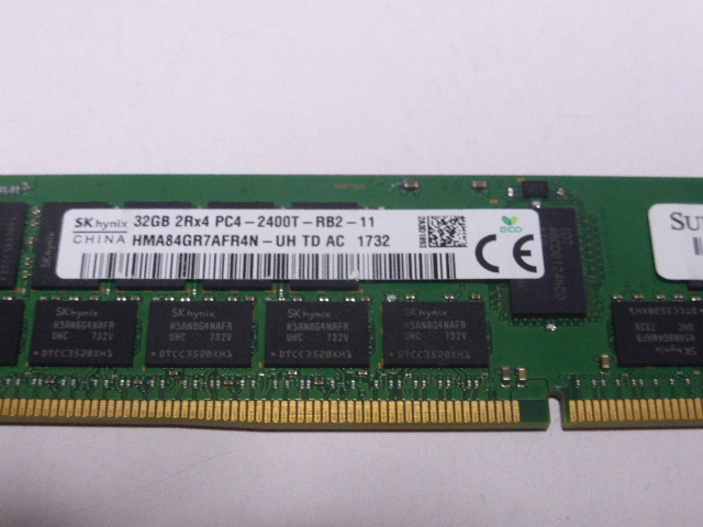 メモリ サーバーパソコン用 1.20V SK hynix PC4-19200T(DDR4-2400T) ECC Registered 32GB 起動確認済です HMA84GR7AFR4N-UH_画像2