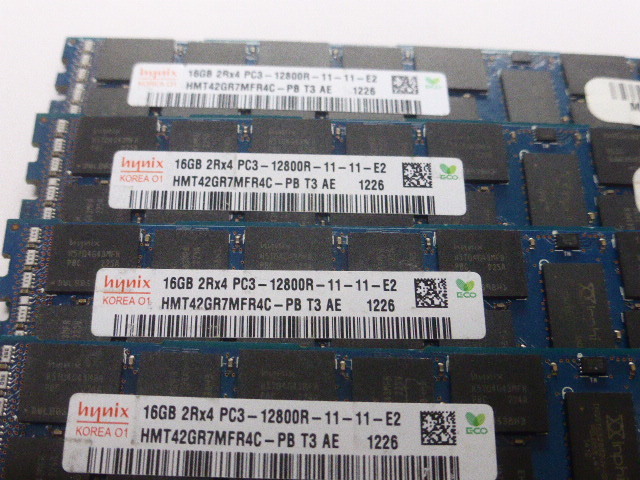 メモリ サーバーパソコン用 低電圧 1.35V hynix PC3L-12800R(DDR3L-1600R) ECC Registered 16GBx4枚 合計64GB 起動確認済みです_画像2