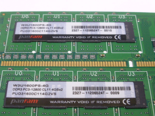 メモリ デスクトップ用 Panram 1.5V DDR3-1600 PC3-12800 4GBx4枚 合計16GB 起動確認済みです W3U1600PS-4G_画像2
