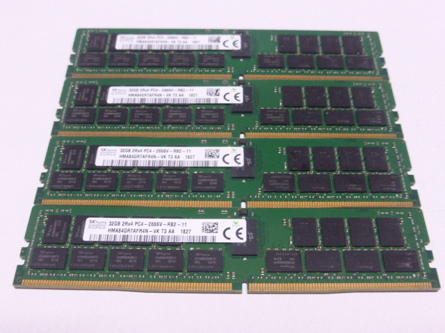 メモリ サーバーパソコン用 1.20V SK hynix PC4-21300V(DDR4-2666V) ECC Registered 32GBx4枚合計128GB 起動確認済です HMA84GR7AFR4N-VK②