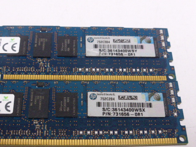 メモリ サーバーパソコン用 低電圧 1.35V SK hynix PC3L-12800R(DDR3L-1600R) ECC Registered 8GBx2枚 合計16GB 起動確認済みです_画像3