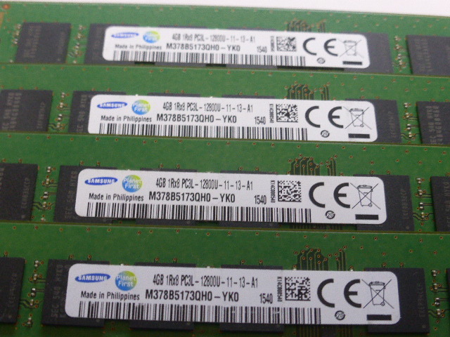 メモリ デスクトップパソコン用 Samsung 低電圧 1.35V DDR3L-1600 PC3L-12800 4GBx4枚 合計16GB 起動確認済みです③_画像2