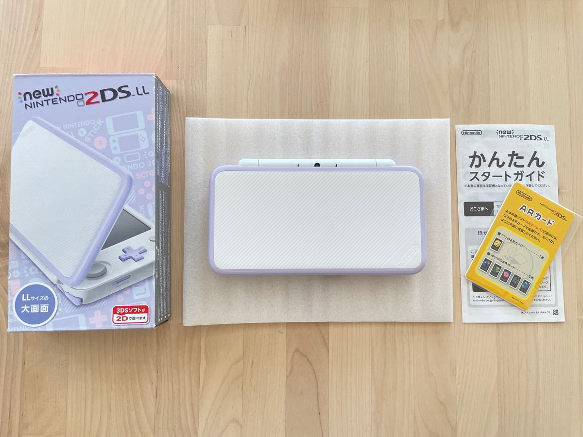 美品　Newニンテンドー2DS LL ホワイト×ラベンダー あつ森 amiiboカード　箱　ソフト4本セット　ワンピース　マリオ