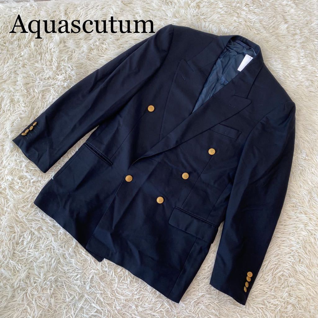 Aquascutum アクアスキュータム テーラードジャケット ダブル サイズ38 ブラック系