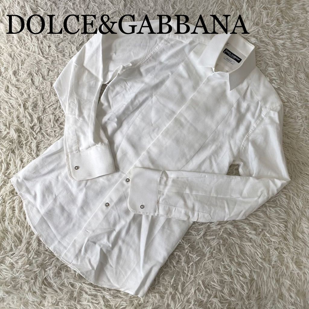 DOLCE&GABBANA GOLD ドルチェ&ガッバーナ 長袖シャツ ホワイト 14.5/37サイズ_画像1