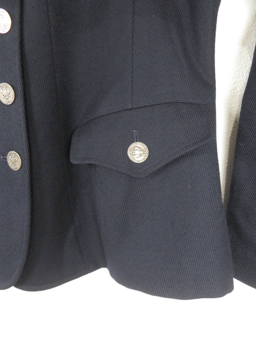 90s Benetton * Italy made lady's metal button blaser navy blue blur 44 * UNITED COLORS OF BENETTON coin button gold tailored 