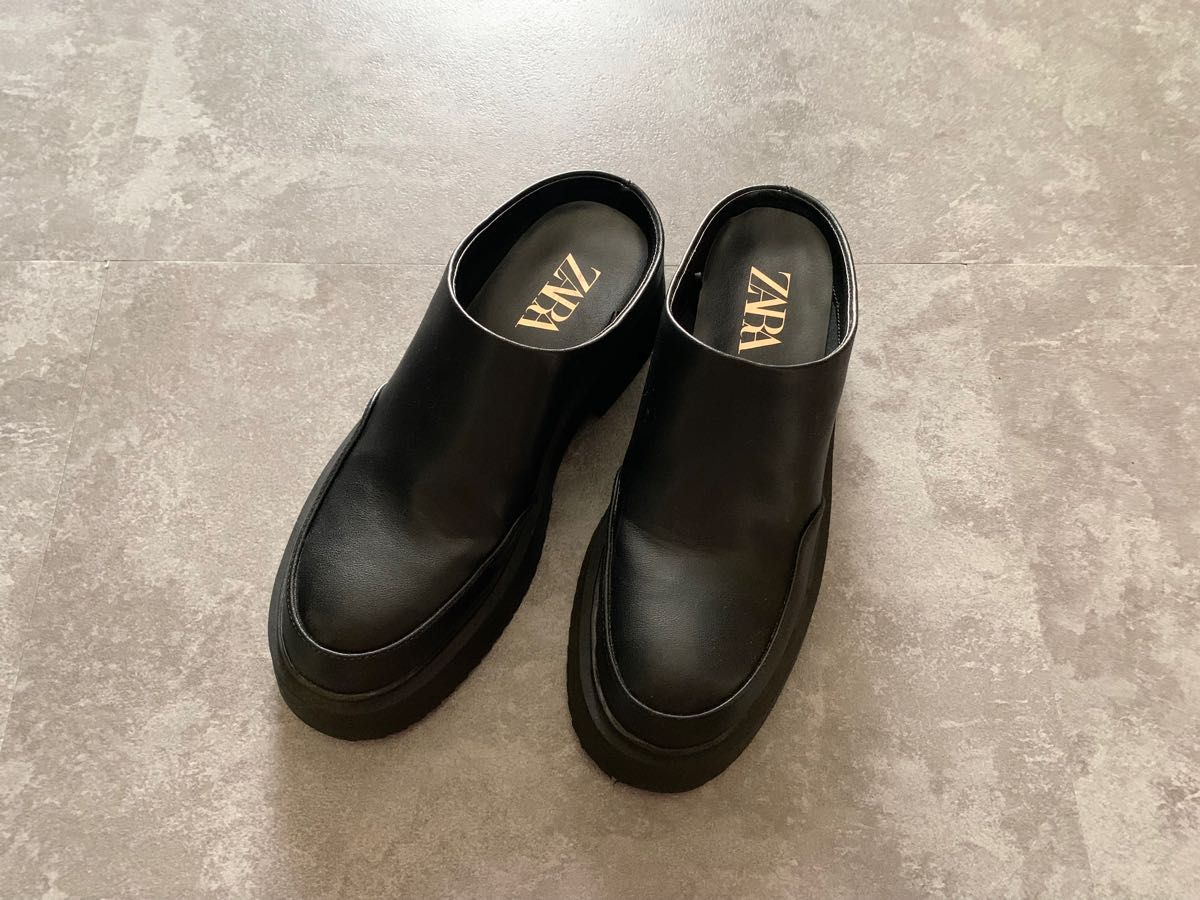 SALE ZARA レザーチャンキーソールミュール スリングバック SALE ZARA レザーチャンキーソールミュール スリングバック