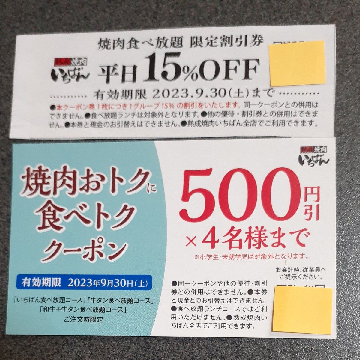 熟成 焼肉いちばん 割引券｜PayPayフリマ