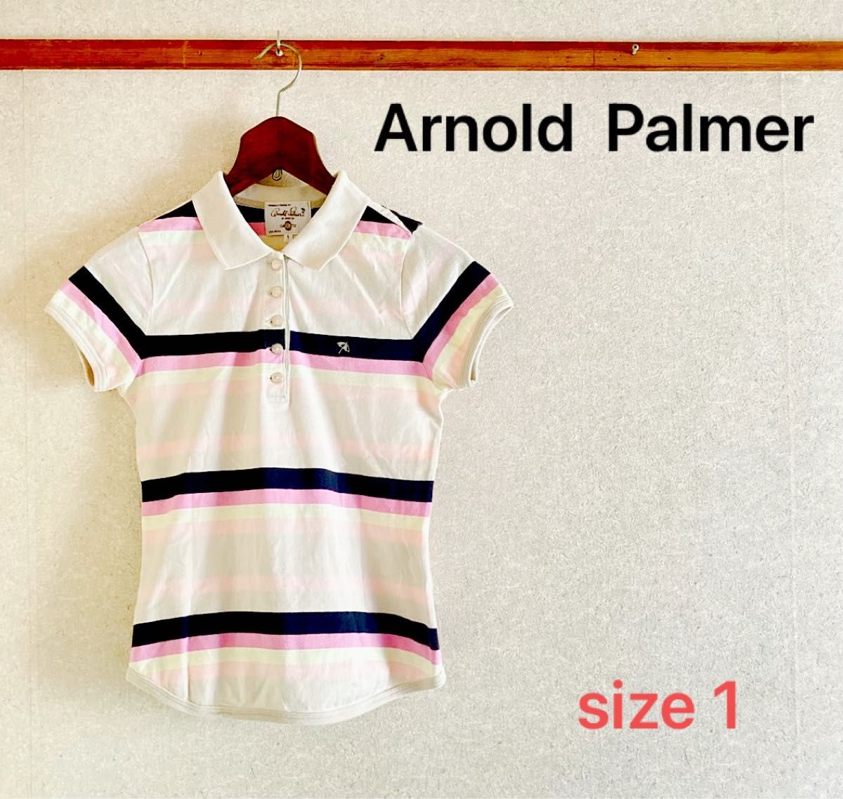 Arnold  Palmer アーノルドパーマー　マルチボーダーポロシャツ　Tシャツ 半袖　日本製　レナウン　ゴルフ　ウォーキング