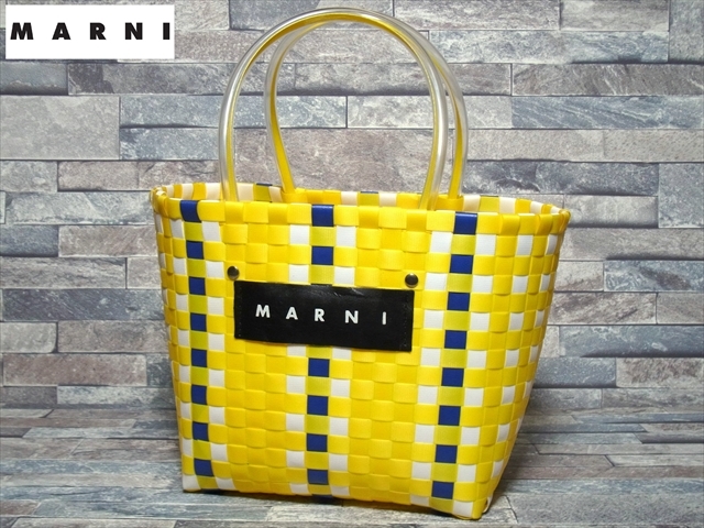 激安ブランド 美品 MARNI 正規品 ブルー ホワイト イエロー PVC トート