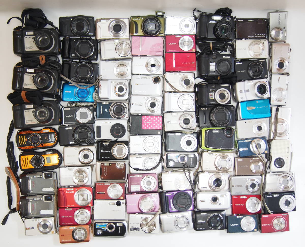 ( W-4 ) デジタルカメラ・Ricoh、Olympus、Panasonic、Nikon など まとめ 80台・動作未確認ジャンク扱_画像1