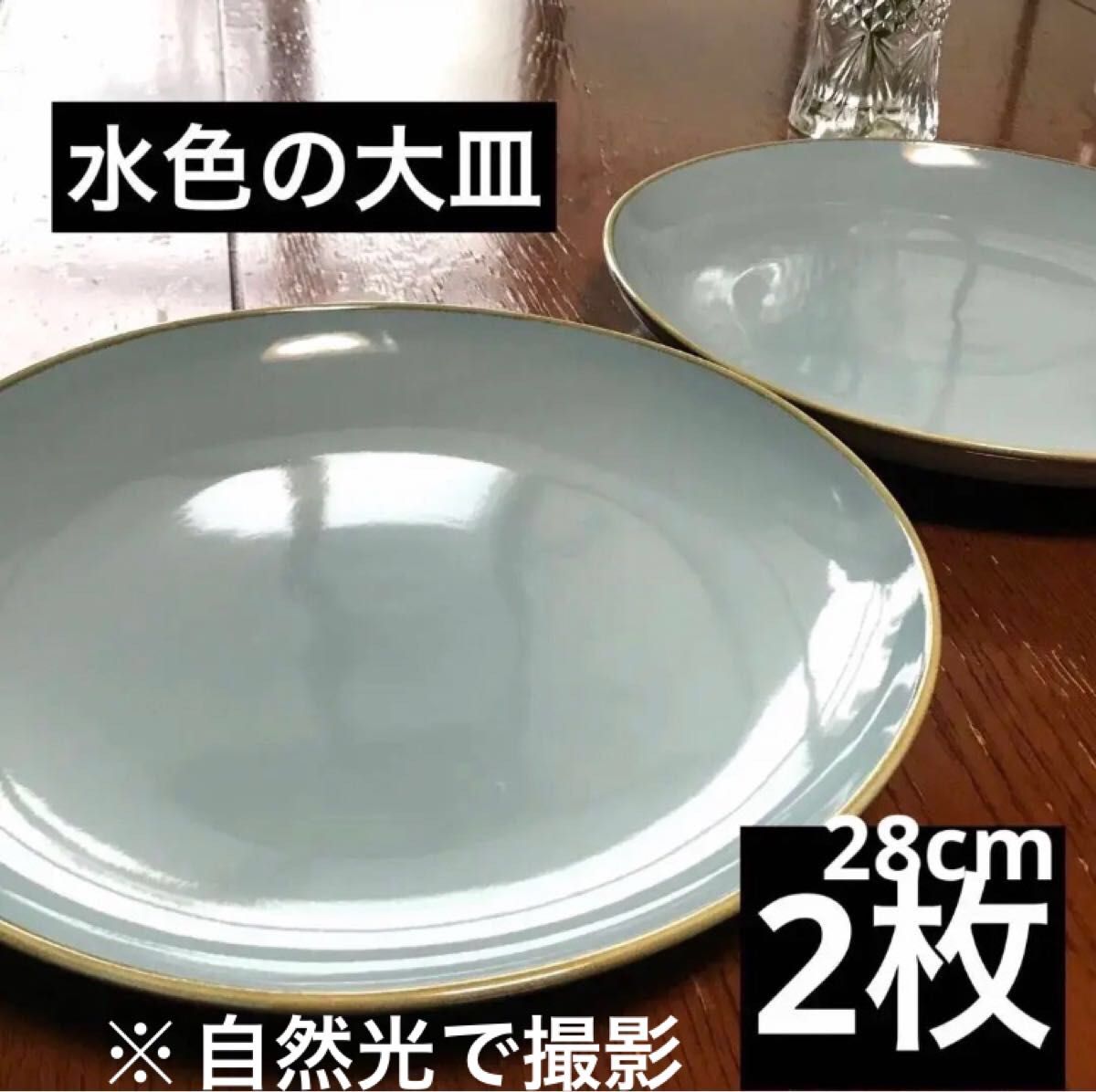 大皿　北欧風　ワンプレート　ディナー皿　ペア　セット　2枚 28cm パスタ皿　水色　食器　