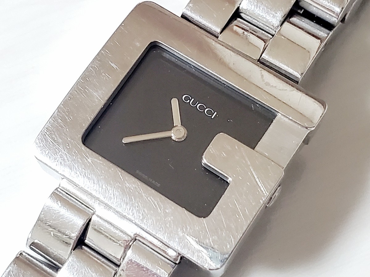 GUCCI グッチ Gスクエアウォッチ【3600J】高級腕時計 BLACKダイヤル 純正ブレスレット