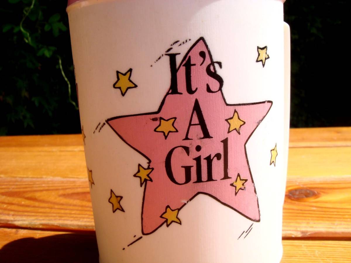 入手困難★美品Vintage【Aladdin】お宝アラジン★インシュレートマグ★Star ＋「It's A Girl」★稀少Made in U.S.A.♪_Star＋It&#39;s A Girlプリント付♪