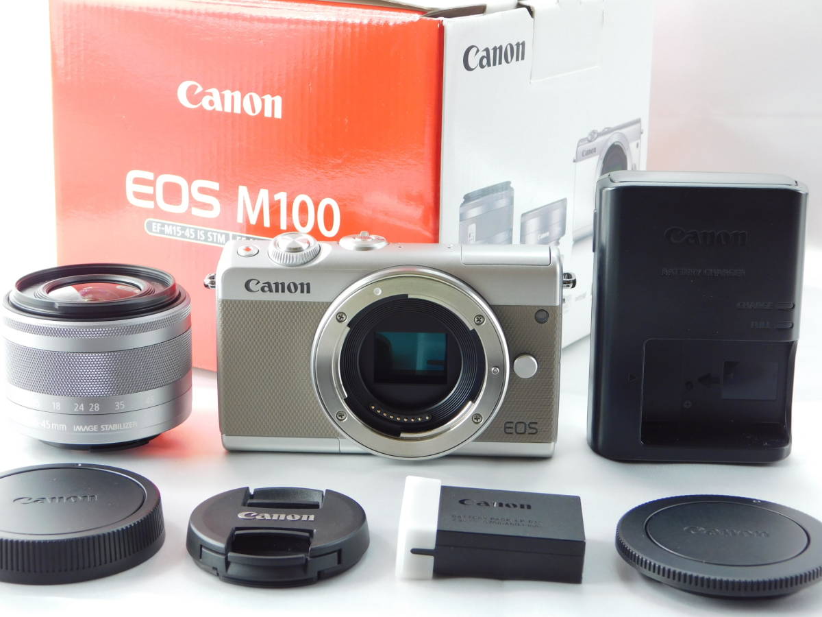 豪華 EOS キヤノン Canon □極上品□ M100 ＃17352 グレー レンズ