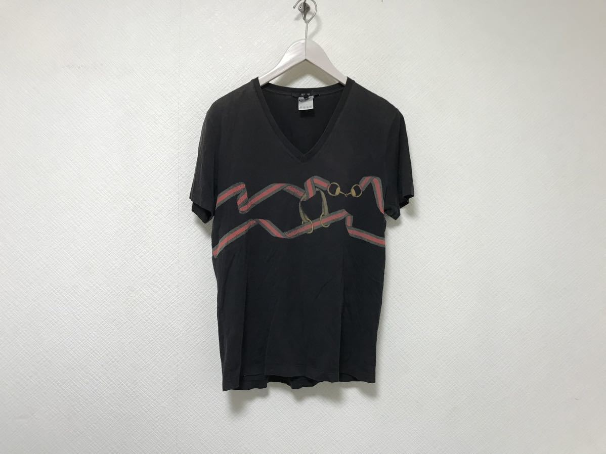 本物グッチGUCCIコットンVネックプリント半袖Tシャツメンズサーフ