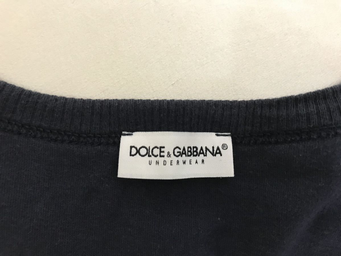 本物ドルチェアンドガッバーナDOLCE&GABBANAコットン胸タグ半袖Tシャツメンズアメカジサーフミリタリーワークビジネススーツ紺ネイビーL