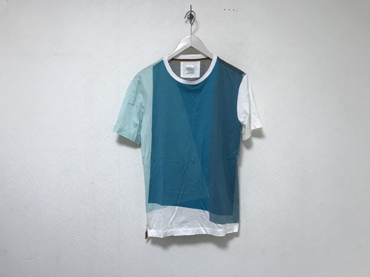 本物ポールスミスPAULSMITHコットン半袖TシャツメンズアメカジサーフミリタリービジネススーツワークM日本製グリーン緑柄