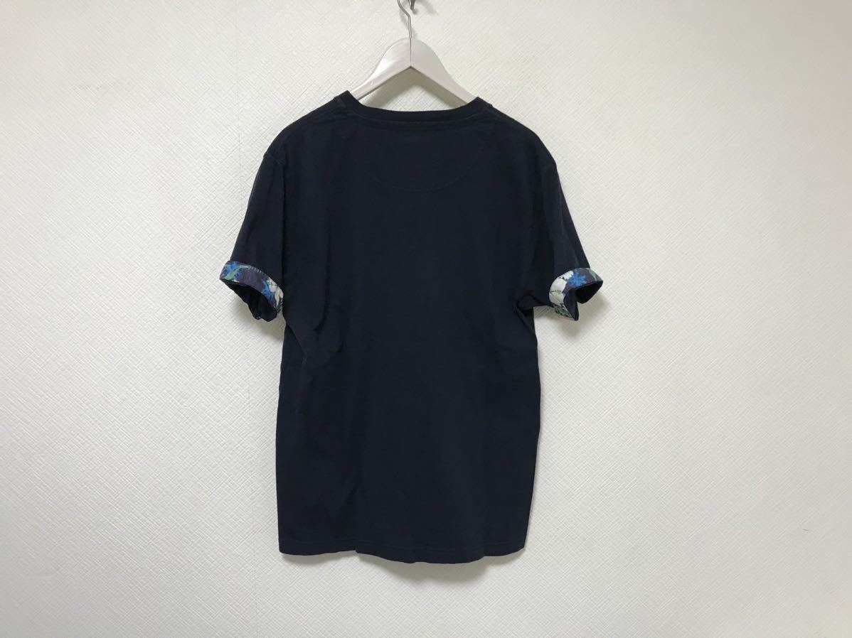 本物カンタベリーCANTERBURYコットン麻キーネックデカ半袖Tシャツメンズアメカジサーフミリタリーストリートビジネスラグビー紺ネイビーL_画像3