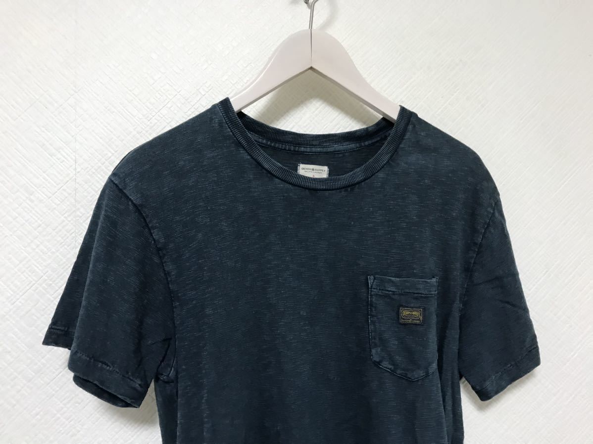 本物デニムアンドサプライDENIM&SUPPLYラルフローレンコットンスラブ半袖TシャツメンズサーフアメカジミリタリーS紺ネイビーインド製_画像2