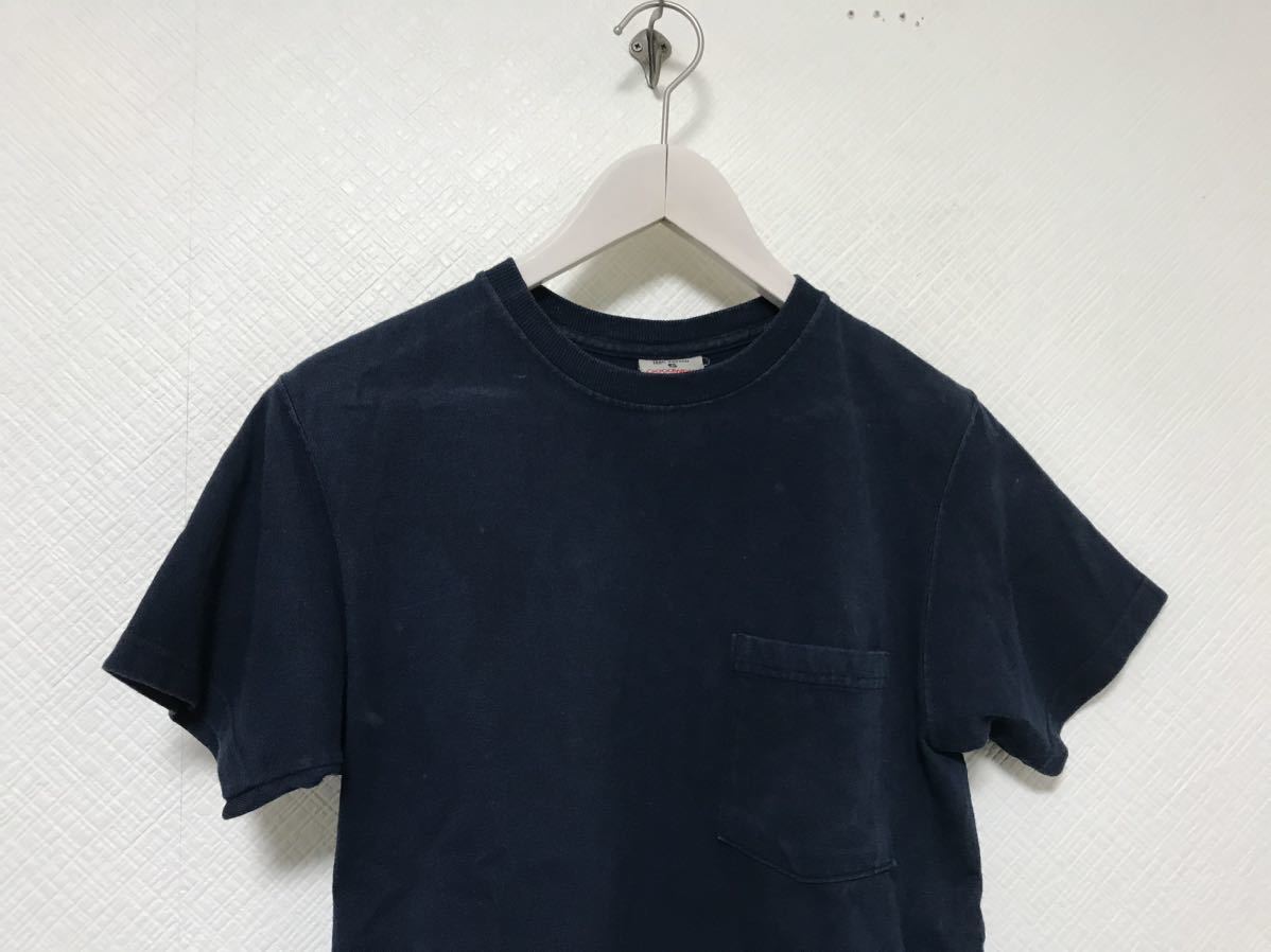 本物グッドウェアGOODWEARコットン半袖TシャツメンズサーフアメカジミリタリーS紺ネイビーアメリカ製_画像2