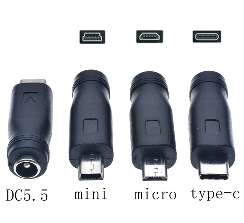 3 вида комплект DC-USB Type-C Mini Micro DC - USB конверсионный адаптор штекер Jack коннектор,