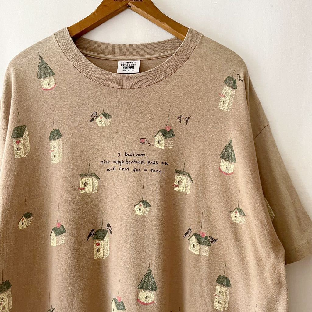 96年 rel・e・vant products 鳥の巣 オーバープリント Tシャツ XL USA製 ビンテージ 90s 90年代 フルプリント オリジナル ヴィンテージ_画像1