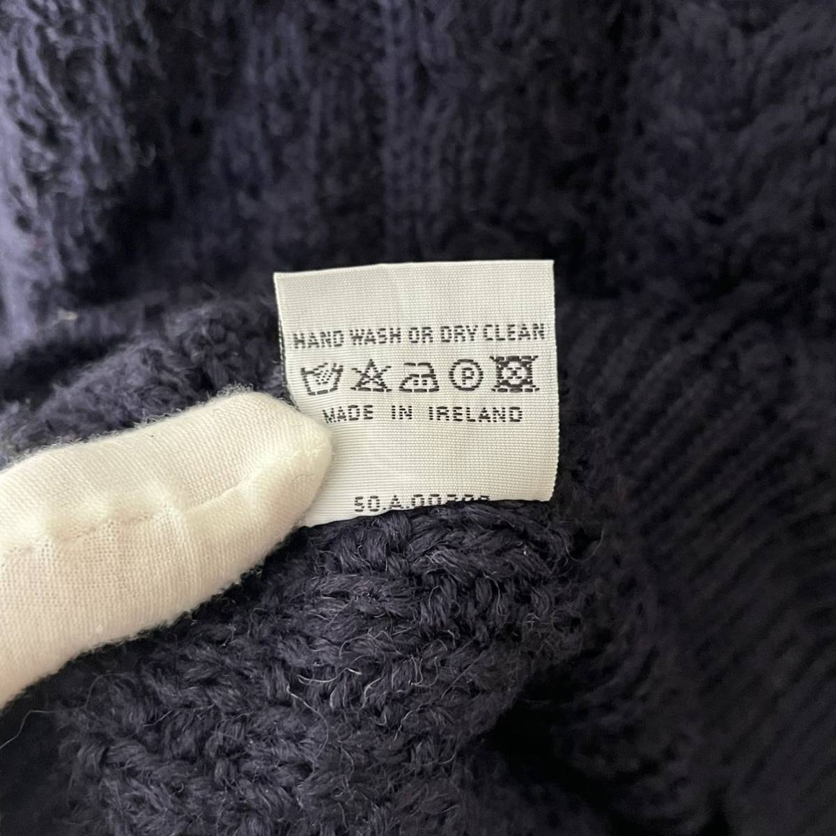 大切な ネイビー L セーター フィッシャーマン Donn Carraig