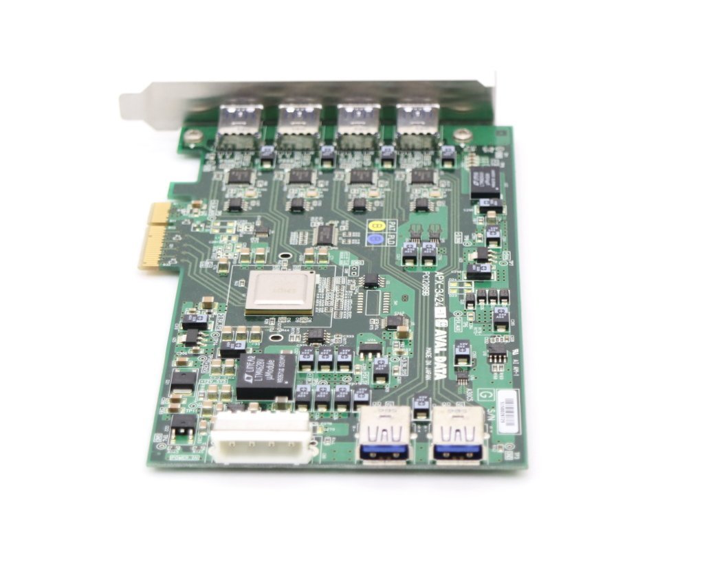 ◇AVAL DATA APX-3424 4ポートUSB3.0インターフェイス画像入力ボード PCIe x4 300MB/sカメラ対応 動作確認済_画像3