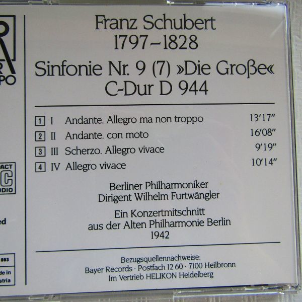 【DACAPO】フルトヴェングラー＆BPO「シューベルト：交響曲第9番」1942年録音の画像2