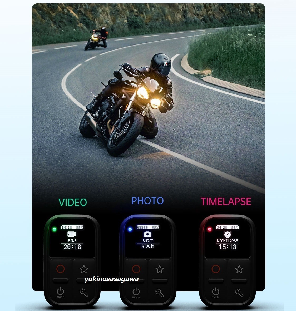 スマート Remote GoPro Hero10 Hero9 Hero8 MAX BLACK 10/9/8/7 ストラップ ヘルメット三脚 ゴープロ バッテリー 自転車 マウント リモコンの画像2