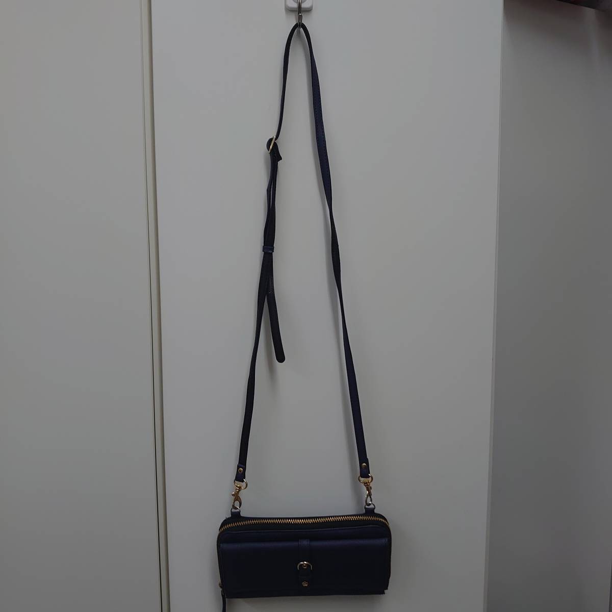 ＃2985A【MARY QUANT/マリークワント　長財布　肩ストラップ付　青/ブルー　箱あり　保管品】_画像7