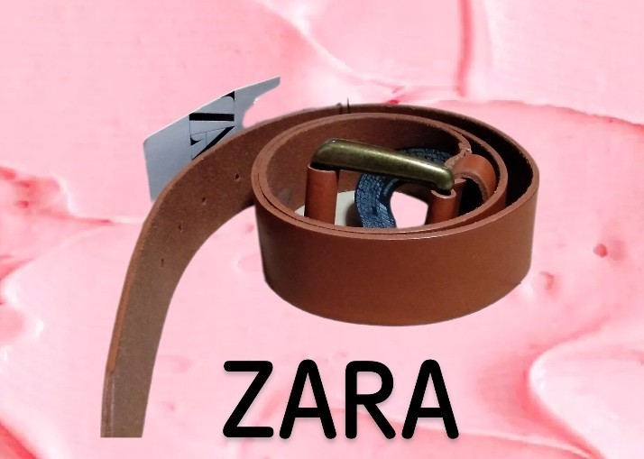 ZARA牛革ベルト90新品未使用印あり茶色大きいサイズLL圧縮発送_画像1